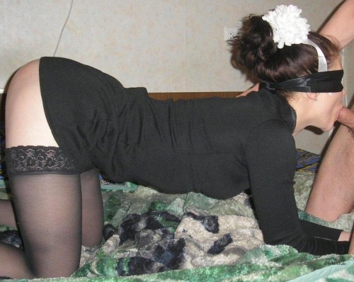 Blindfolded Wife Gagging on Cock - Hardcore Amateur Deepthroat Blowjob