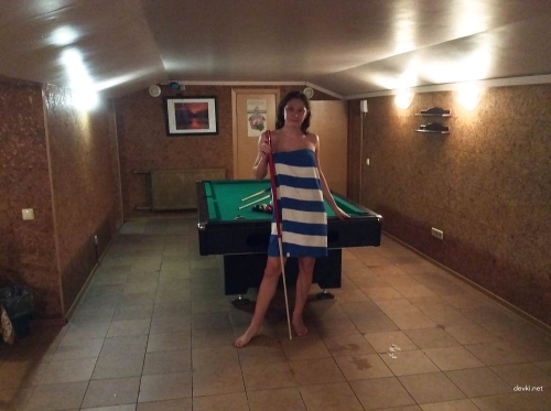Transgender Pool Table Strip - Explicit Amateur Nude Photo Shoot