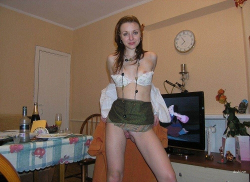 Amateur Spreads Legs and Shows Wet Pussy - Explicit Homemade XXX Photo