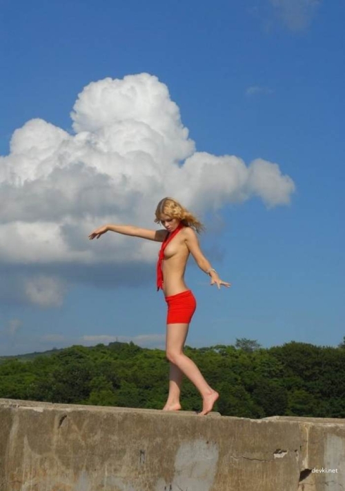 Naughty Petite Babe Flaunts Small Tits Outdoors - Explicit Outdoor Fun