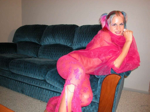 Explicit Photoshoot: Seductive Amateur Girl with Colorful Hair Poses Boldly
