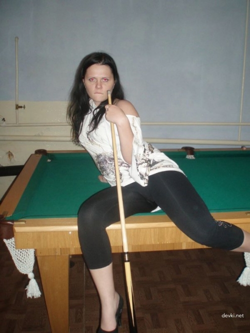 XXX Young Woman Strips in Billiards Room - Amateur Babe Undresses for Camera