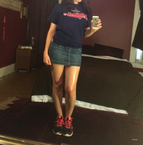 Explicit Upskirt Photo: Bare Pussy Amateur Girl in Skirt - No Panties